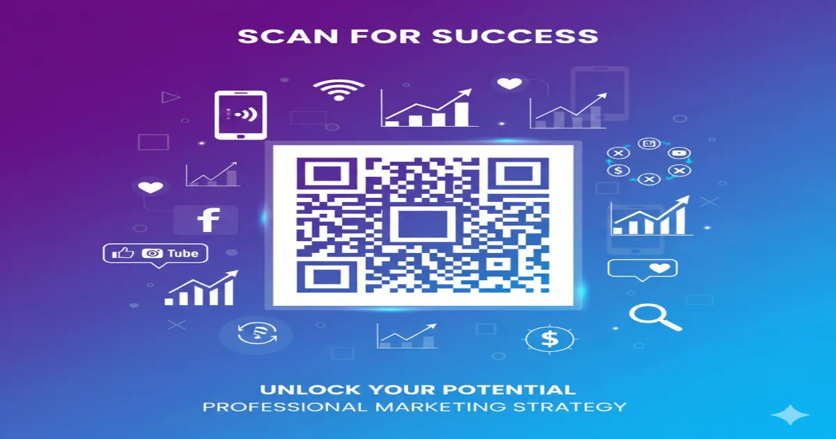 QR code generator interface showing marketing campaign creation with custom designs, tracking analytics, and mobile optimization features