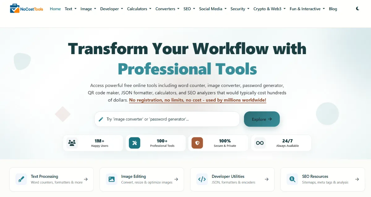 100+ Free Online Tools - No Registration Required